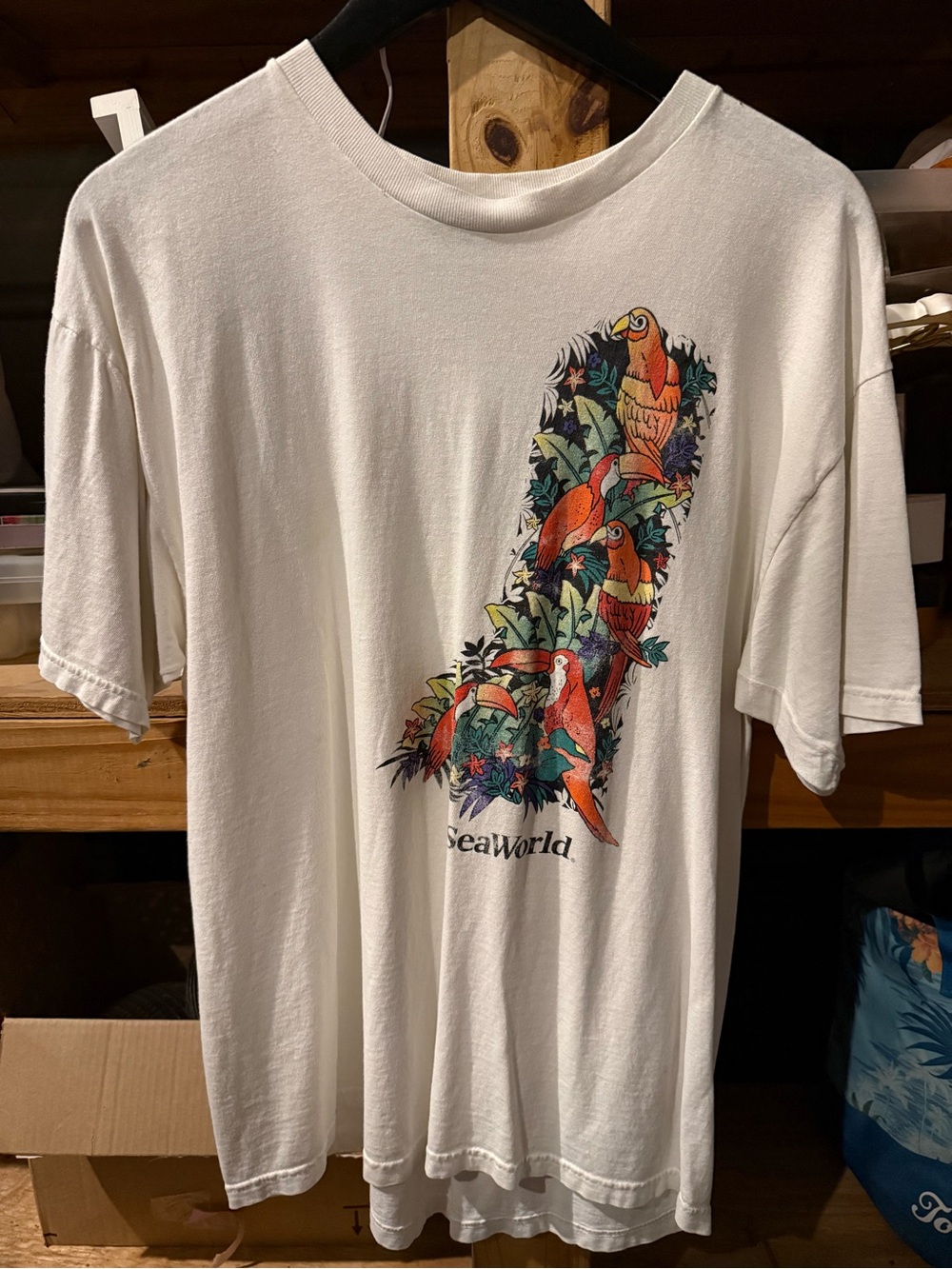 Men's White Parrot Graphic Tee
